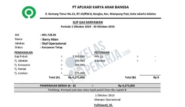 slip gaji karyawan gojek