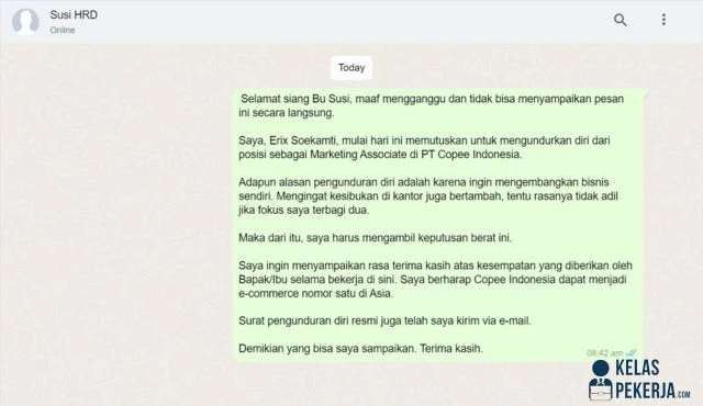 chat pengunduran diri